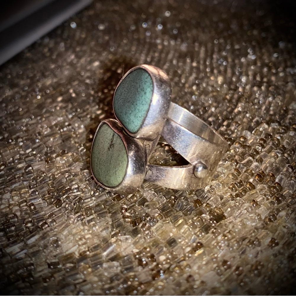 Margaret Thurman Echo The Dreamer Sterling Natural River Jade Rock Ring Signed - Picture 5 of 9